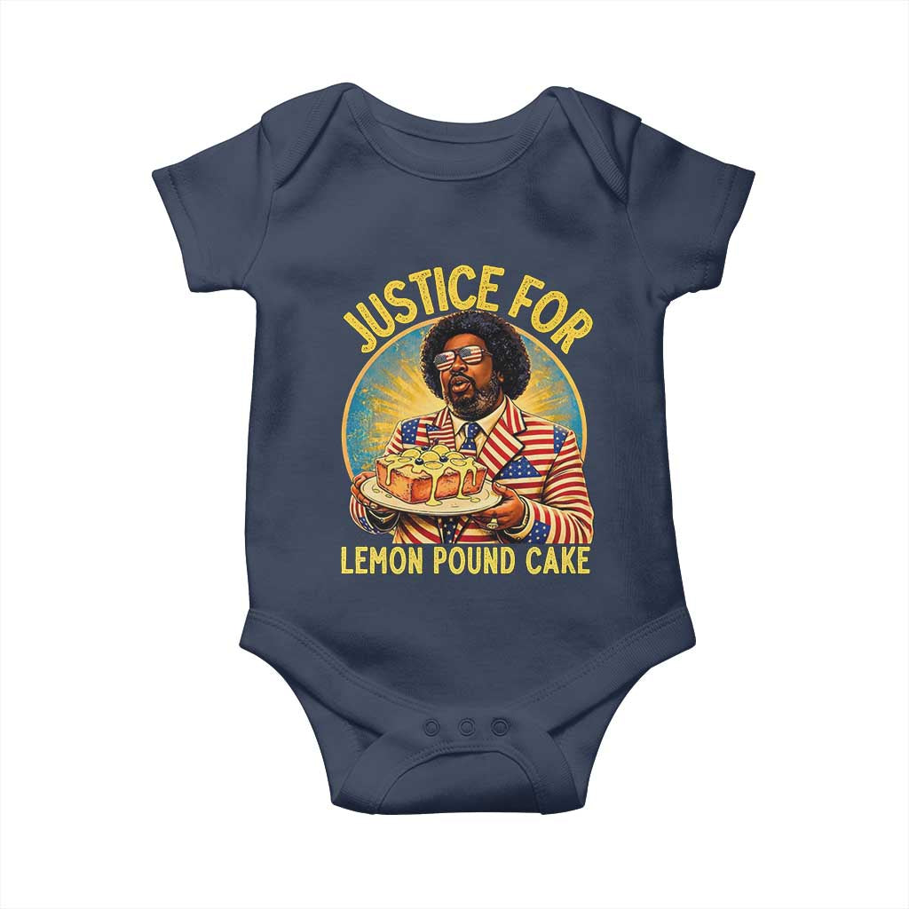 Justice for Lemon Pound Cake Patriotic Meme Baby Onesie Funny Viral Hip Hop Parody for Music Rap Fans
