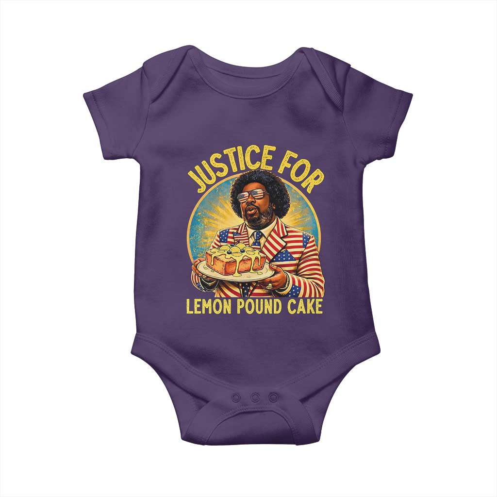 Justice for Lemon Pound Cake Patriotic Meme Baby Onesie Funny Viral Hip Hop Parody for Music Rap Fans