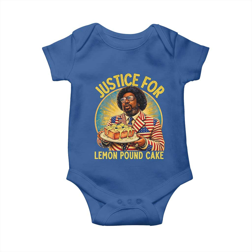 Justice for Lemon Pound Cake Patriotic Meme Baby Onesie Funny Viral Hip Hop Parody for Music Rap Fans