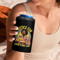 Justice for Lemon Pound Cake Patriotic Meme 4 in 1 Can Cooler Tumbler Funny Viral Hip Hop Parody for Music Rap Fans
