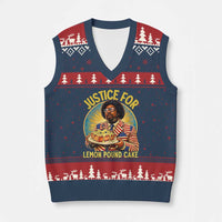 Justice for Lemon Pound Cake Patriotic Meme V-Neck Knit Sweater Vest Funny Viral Hip Hop Parody for Music Rap Fans