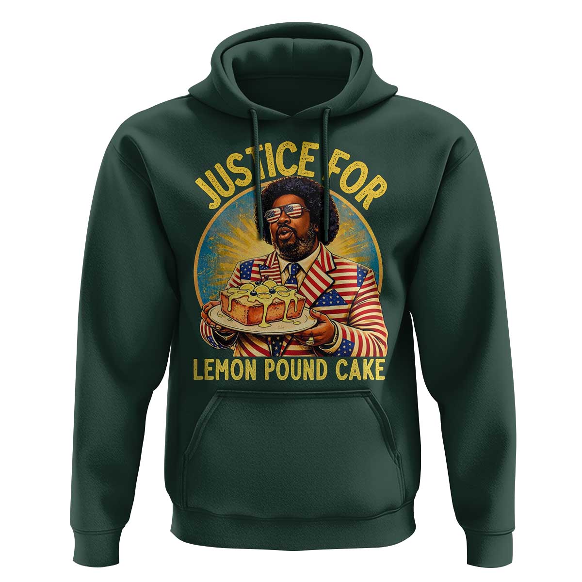 Justice for Lemon Pound Cake Patriotic Meme Hoodie Funny Viral Hip Hop Parody for Music Rap Fans