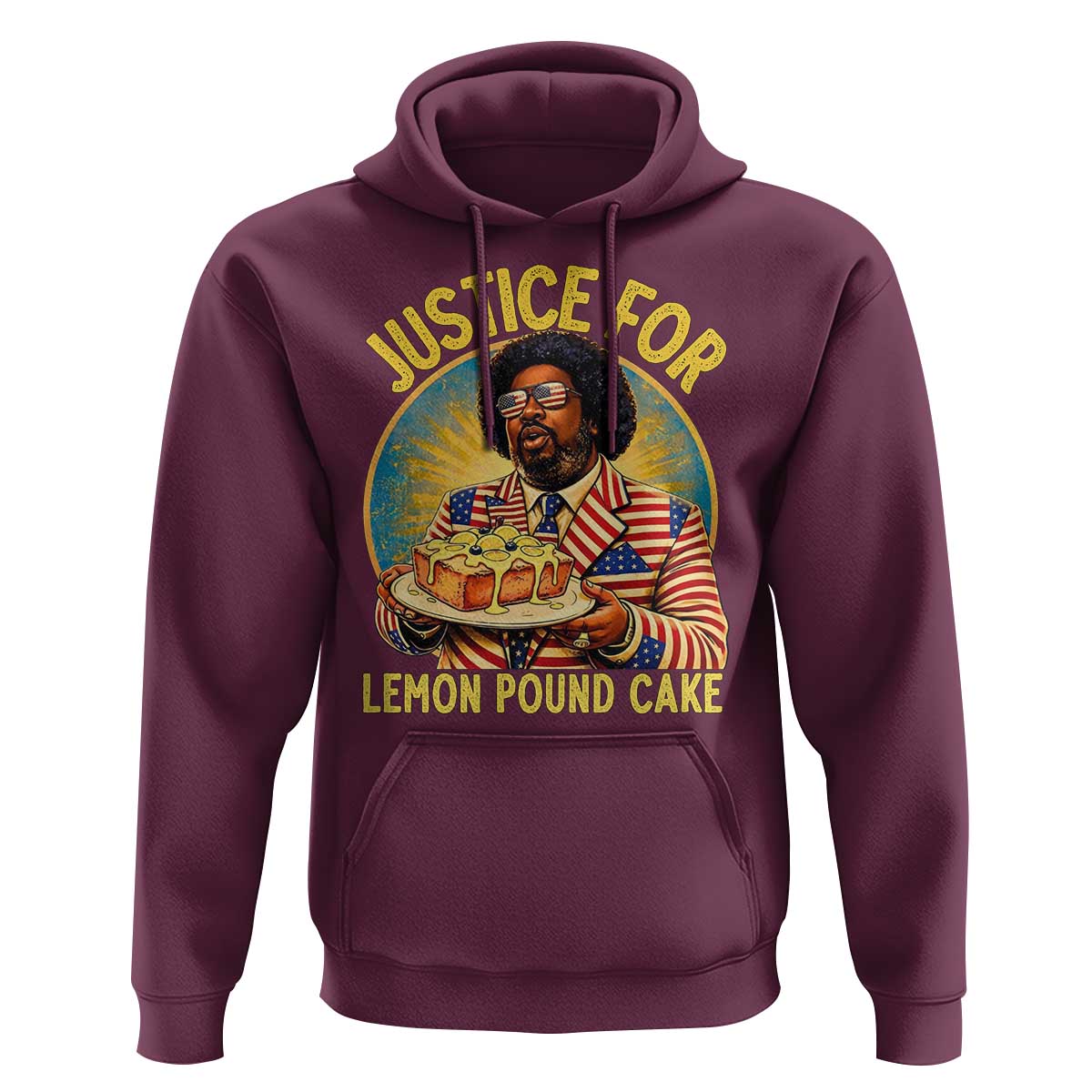 Justice for Lemon Pound Cake Patriotic Meme Hoodie Funny Viral Hip Hop Parody for Music Rap Fans