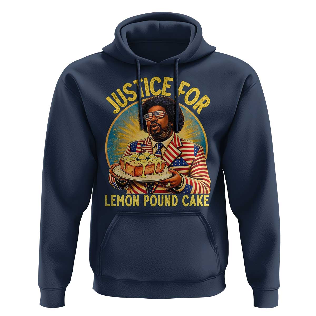 Justice for Lemon Pound Cake Patriotic Meme Hoodie Funny Viral Hip Hop Parody for Music Rap Fans