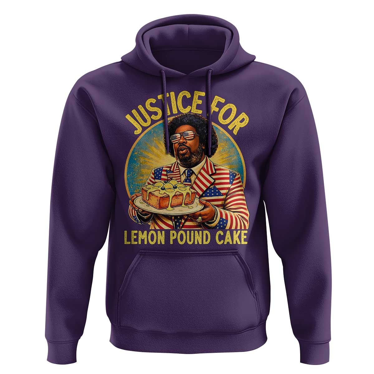 Justice for Lemon Pound Cake Patriotic Meme Hoodie Funny Viral Hip Hop Parody for Music Rap Fans