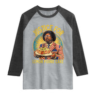 Justice for Lemon Pound Cake Patriotic Meme Raglan Shirt Funny Viral Hip Hop Parody for Music Rap Fans