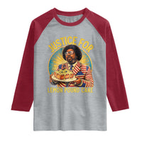 Justice for Lemon Pound Cake Patriotic Meme Raglan Shirt Funny Viral Hip Hop Parody for Music Rap Fans