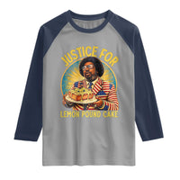 Justice for Lemon Pound Cake Patriotic Meme Raglan Shirt Funny Viral Hip Hop Parody for Music Rap Fans