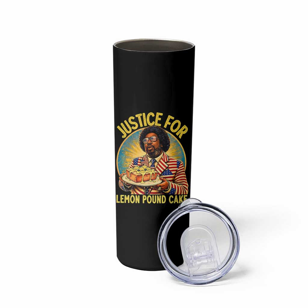 Justice for Lemon Pound Cake Patriotic Meme Skinny Tumbler Funny Viral Hip Hop Parody for Music Rap Fans