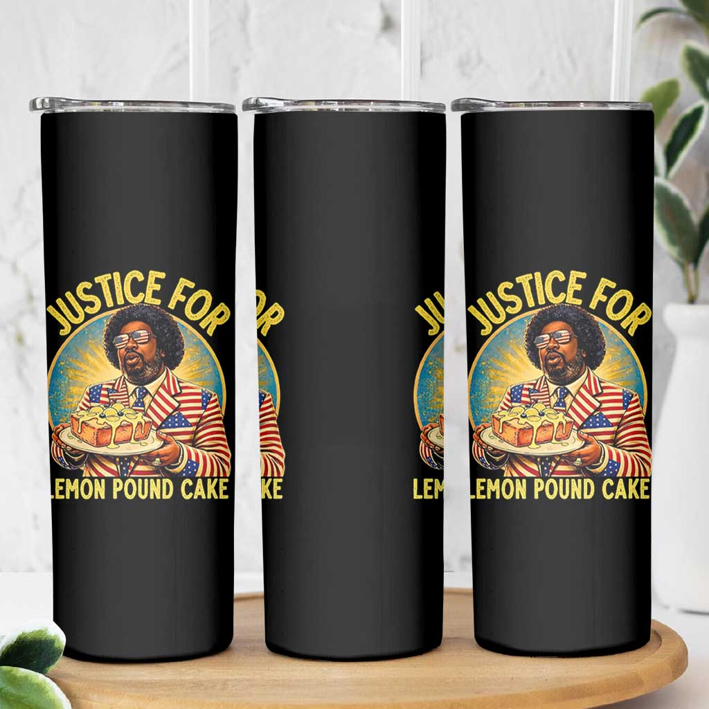 Justice for Lemon Pound Cake Patriotic Meme Skinny Tumbler Funny Viral Hip Hop Parody for Music Rap Fans