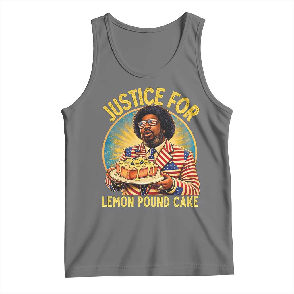 Justice for Lemon Pound Cake Patriotic Meme Tank Top Funny Viral Hip Hop Parody for Music Rap Fans