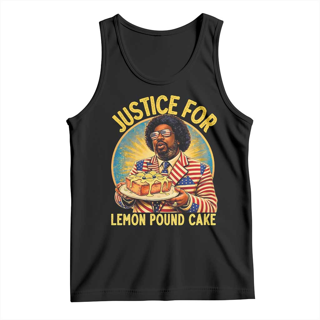Justice for Lemon Pound Cake Patriotic Meme Tank Top Funny Viral Hip Hop Parody for Music Rap Fans
