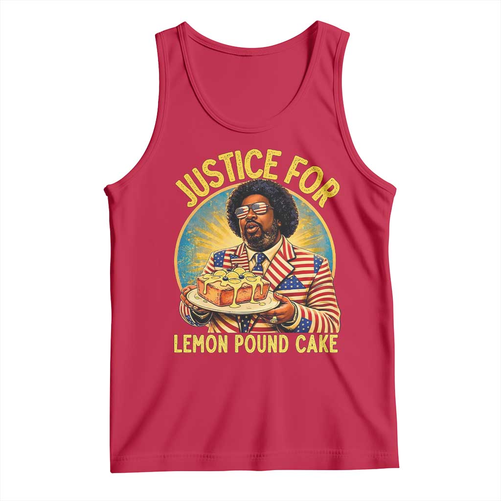 Justice for Lemon Pound Cake Patriotic Meme Tank Top Funny Viral Hip Hop Parody for Music Rap Fans