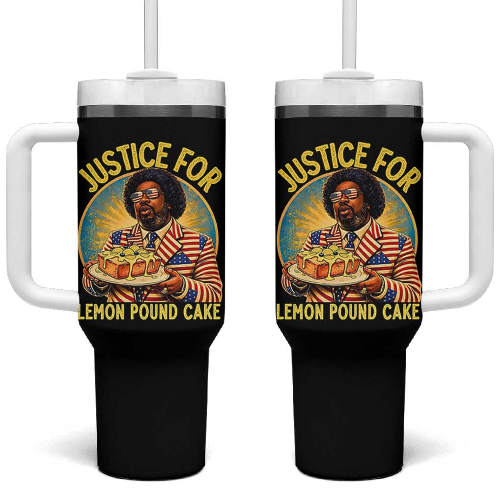 Justice for Lemon Pound Cake Patriotic Meme Tumbler With Handle Funny Viral Hip Hop Parody for Music Rap Fans