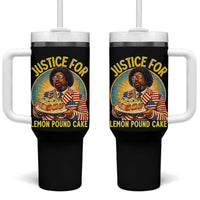Justice for Lemon Pound Cake Patriotic Meme Tumbler With Handle Funny Viral Hip Hop Parody for Music Rap Fans