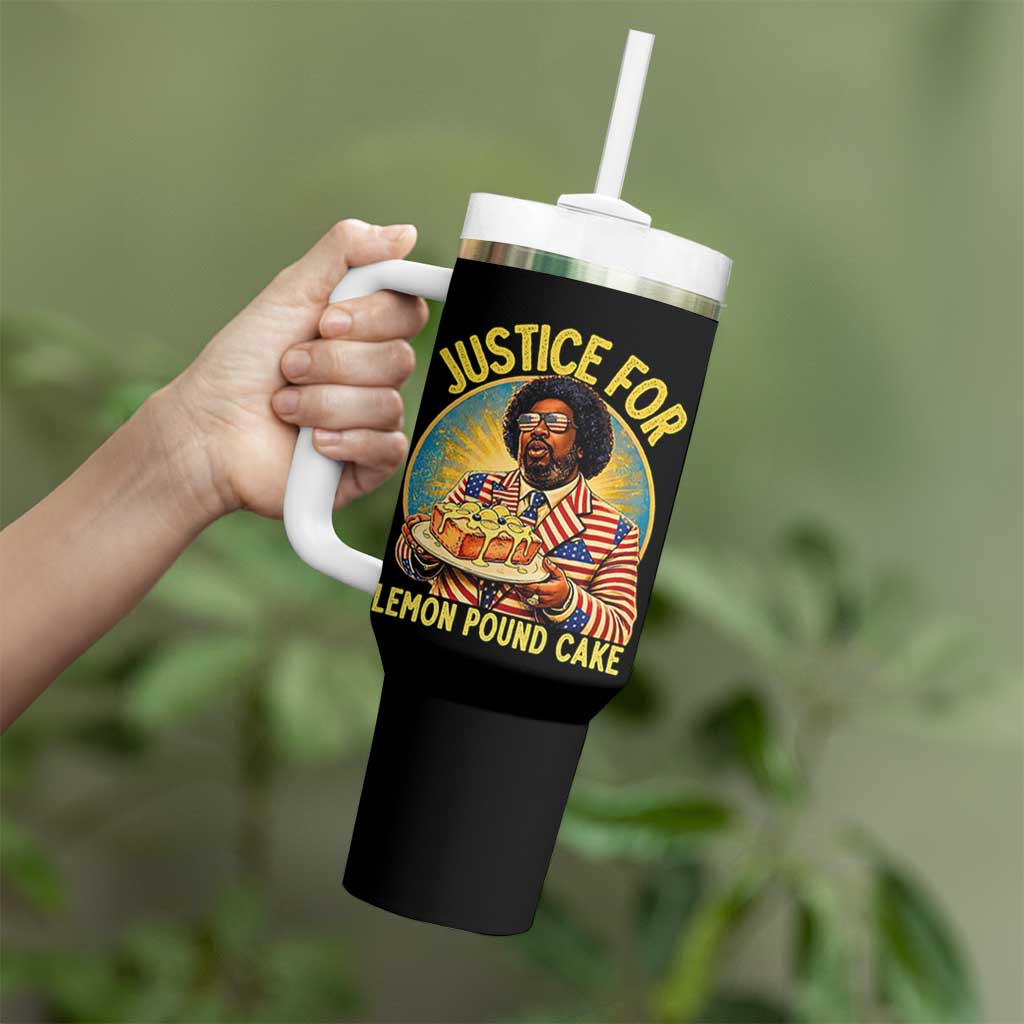 Justice for Lemon Pound Cake Patriotic Meme Tumbler With Handle Funny Viral Hip Hop Parody for Music Rap Fans