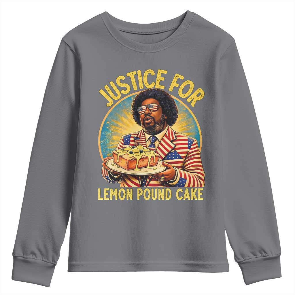 Justice for Lemon Pound Cake Patriotic Meme Youth Sweatshirt Funny Viral Hip Hop Parody for Music Rap Fans