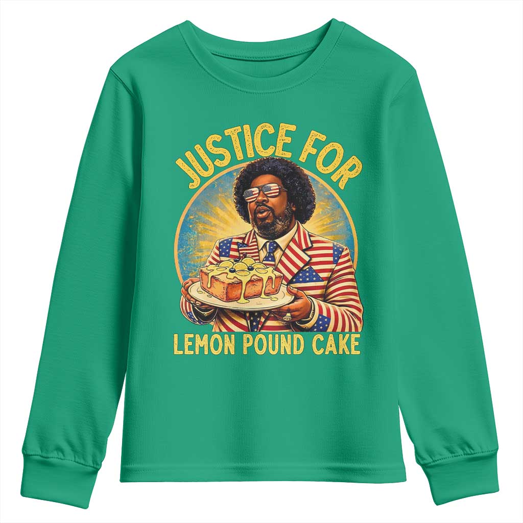 Justice for Lemon Pound Cake Patriotic Meme Youth Sweatshirt Funny Viral Hip Hop Parody for Music Rap Fans