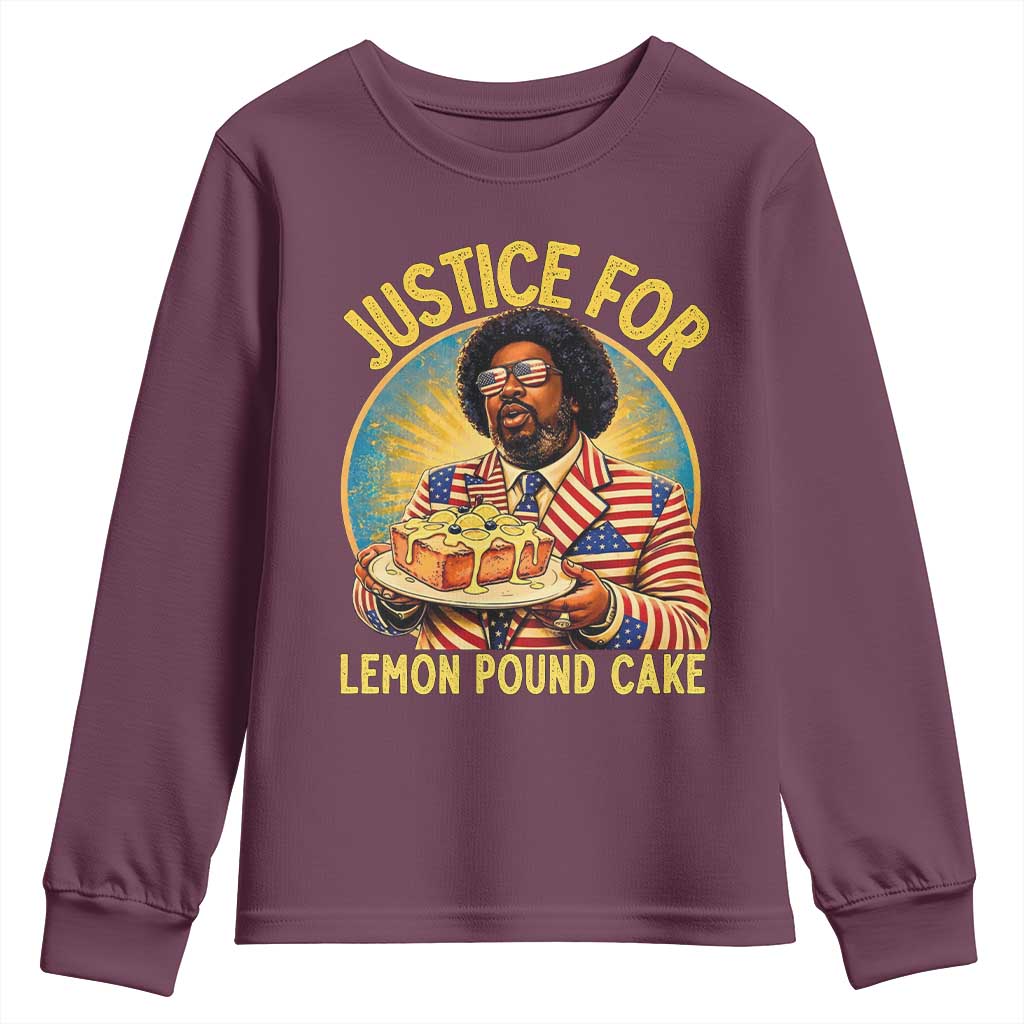 Justice for Lemon Pound Cake Patriotic Meme Youth Sweatshirt Funny Viral Hip Hop Parody for Music Rap Fans