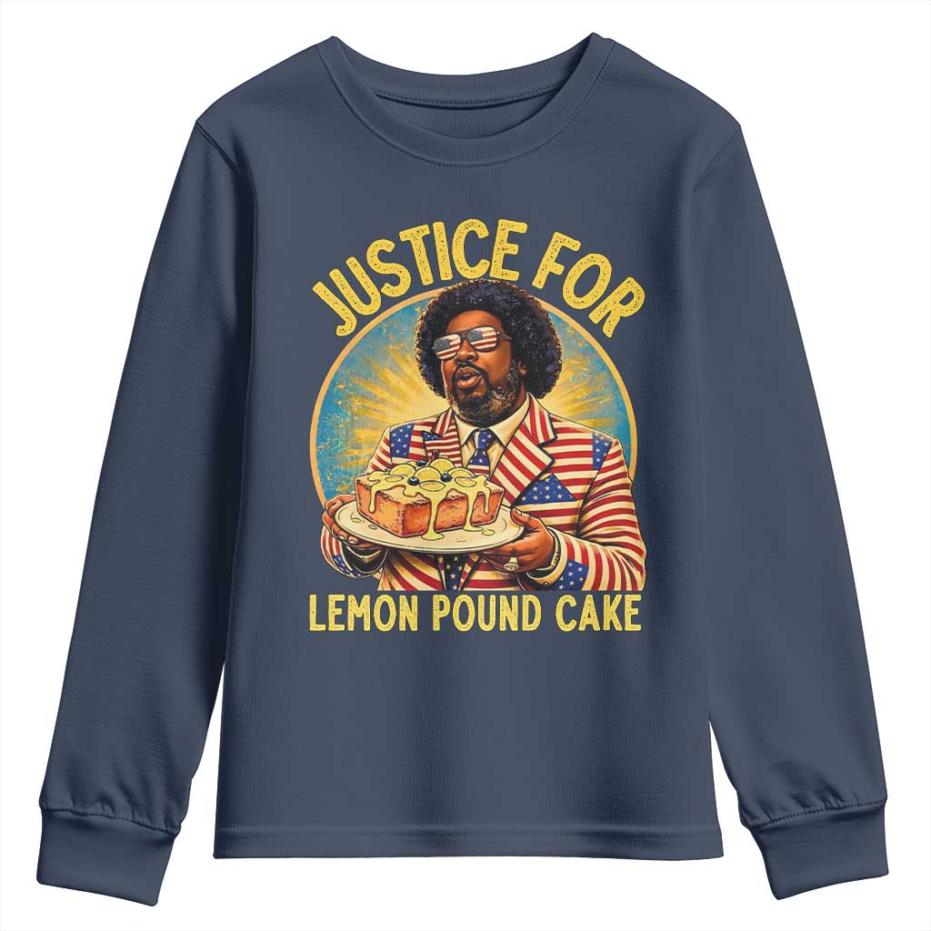 Justice for Lemon Pound Cake Patriotic Meme Youth Sweatshirt Funny Viral Hip Hop Parody for Music Rap Fans