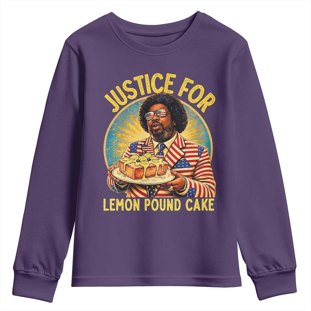 Justice for Lemon Pound Cake Patriotic Meme Youth Sweatshirt Funny Viral Hip Hop Parody for Music Rap Fans