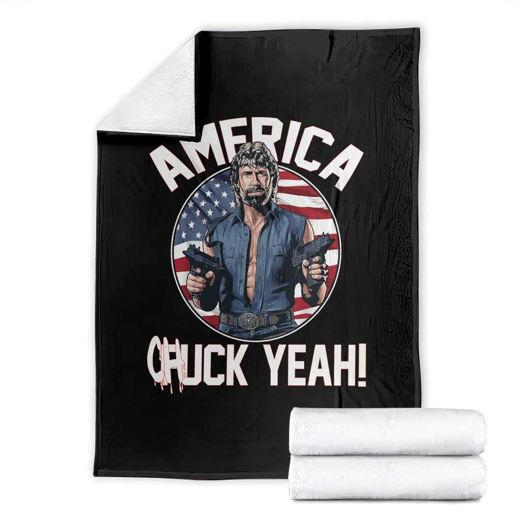 America Chuck Yeah Legendary Action Hero Throw Blanket Patriotic USA Flag Tribute 4th of July Freedom Humor