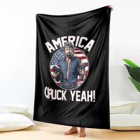 America Chuck Yeah Legendary Action Hero Throw Blanket Patriotic USA Flag Tribute 4th of July Freedom Humor