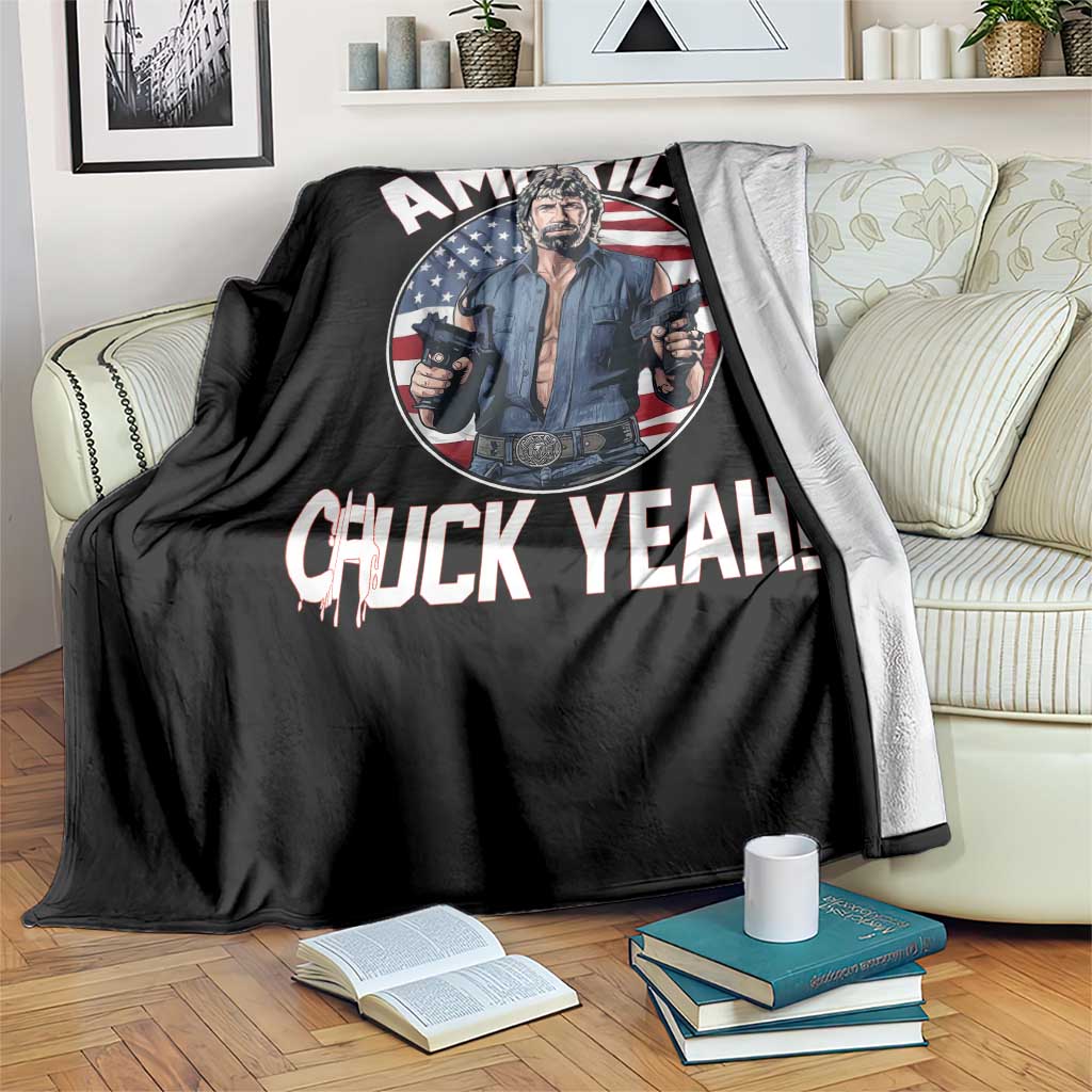 America Chuck Yeah Legendary Action Hero Throw Blanket Patriotic USA Flag Tribute 4th of July Freedom Humor