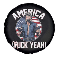 America Chuck Yeah Legendary Action Hero Spare Tire Cover Patriotic USA Flag Tribute 4th of July Freedom Humor