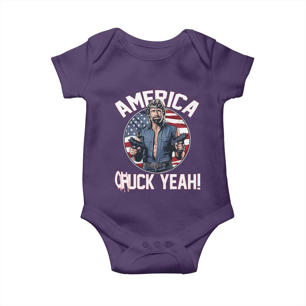 America Chuck Yeah Legendary Action Hero Baby Onesie Patriotic USA Flag Tribute 4th of July Freedom Humor