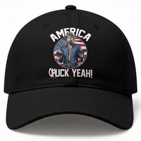 America Chuck Yeah Legendary Action Hero Baseball Cap Patriotic USA Flag Tribute 4th of July Freedom Humor