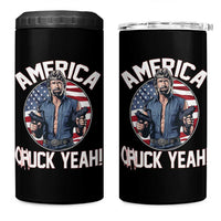 America Chuck Yeah Legendary Action Hero 4 in 1 Can Cooler Tumbler Patriotic USA Flag Tribute 4th of July Freedom Humor