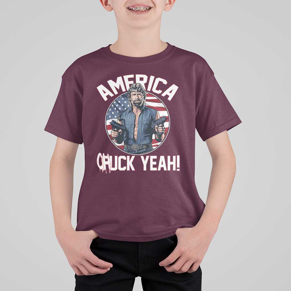 America Chuck Yeah Legendary Action Hero T Shirt For Kid Patriotic USA Flag Tribute 4th of July Freedom Humor