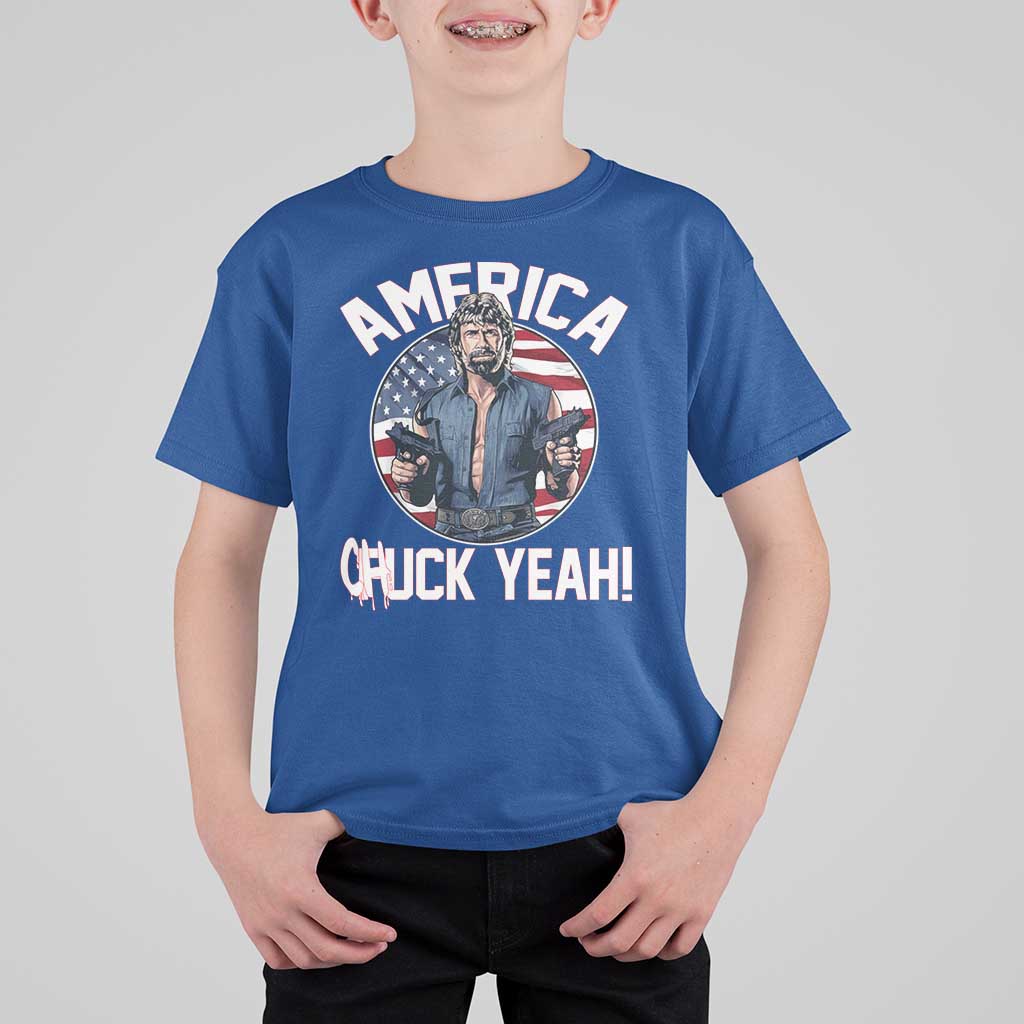 America Chuck Yeah Legendary Action Hero T Shirt For Kid Patriotic USA Flag Tribute 4th of July Freedom Humor
