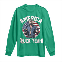 America Chuck Yeah Legendary Action Hero Long Sleeve Shirt Patriotic USA Flag Tribute 4th of July Freedom Humor