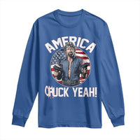 America Chuck Yeah Legendary Action Hero Long Sleeve Shirt Patriotic USA Flag Tribute 4th of July Freedom Humor