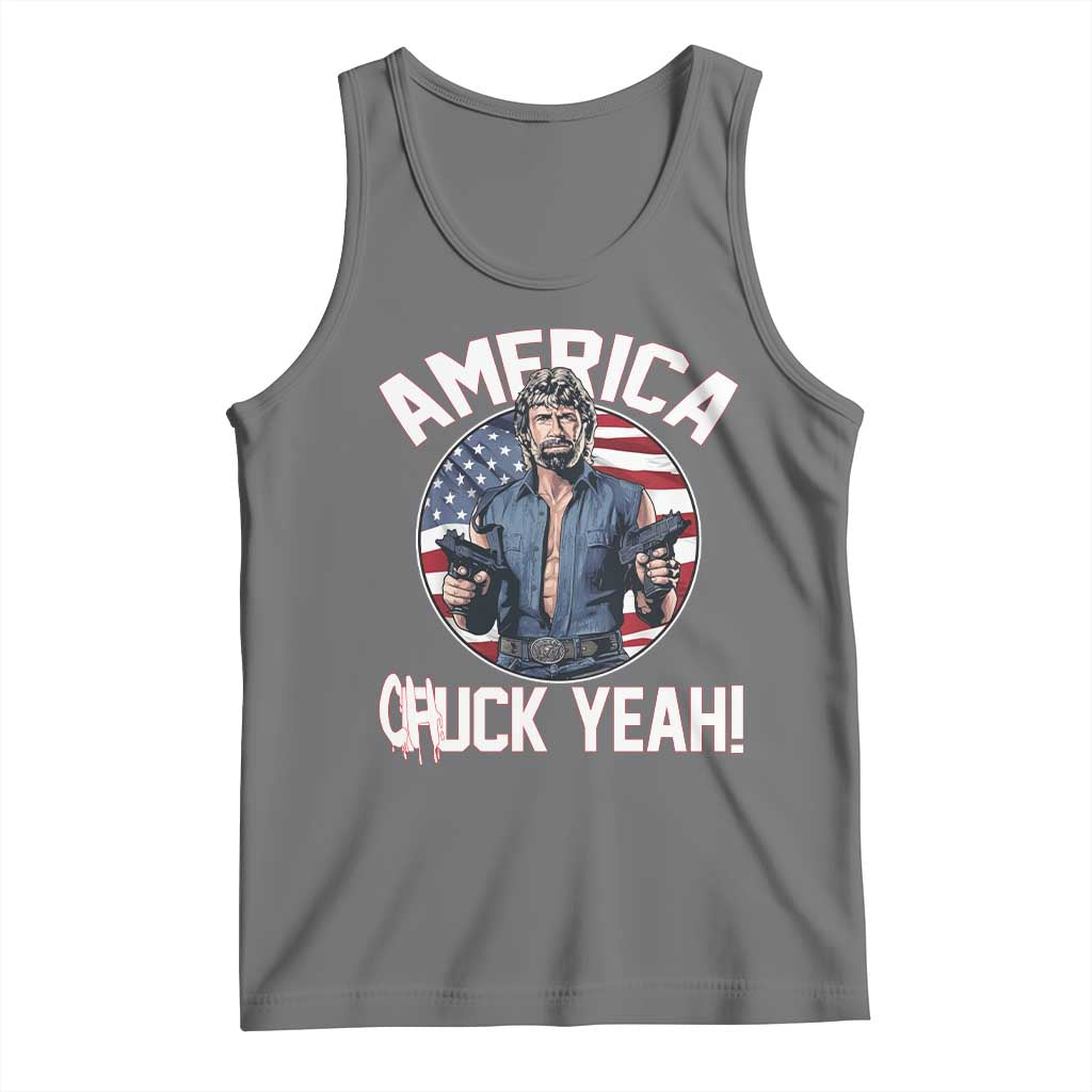 America Chuck Yeah Legendary Action Hero Tank Top Patriotic USA Flag Tribute 4th of July Freedom Humor