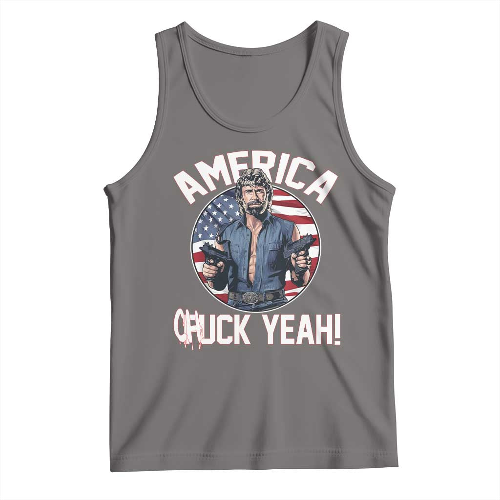 America Chuck Yeah Legendary Action Hero Tank Top Patriotic USA Flag Tribute 4th of July Freedom Humor
