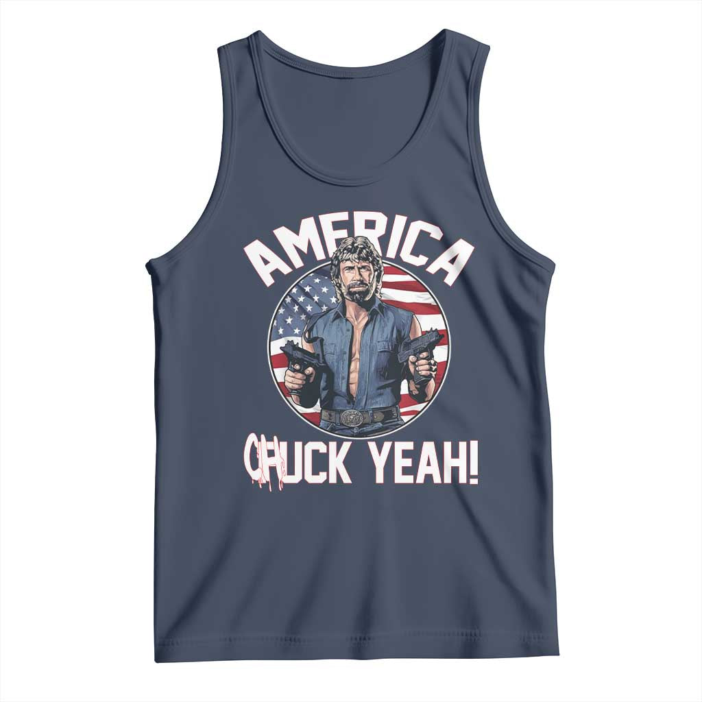 America Chuck Yeah Legendary Action Hero Tank Top Patriotic USA Flag Tribute 4th of July Freedom Humor