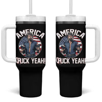 America Chuck Yeah Legendary Action Hero Tumbler With Handle Patriotic USA Flag Tribute 4th of July Freedom Humor