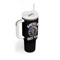 America Chuck Yeah Legendary Action Hero Tumbler With Handle Patriotic USA Flag Tribute 4th of July Freedom Humor