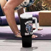 America Chuck Yeah Legendary Action Hero Tumbler With Handle Patriotic USA Flag Tribute 4th of July Freedom Humor