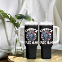 America Chuck Yeah Legendary Action Hero Tumbler With Handle Patriotic USA Flag Tribute 4th of July Freedom Humor