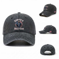 America Chuck Yeah Legendary Action Hero Washed Cotton Baseball Cap Patriotic USA Flag Tribute 4th of July Freedom Humor