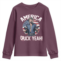 America Chuck Yeah Legendary Action Hero Youth Sweatshirt Patriotic USA Flag Tribute 4th of July Freedom Humor