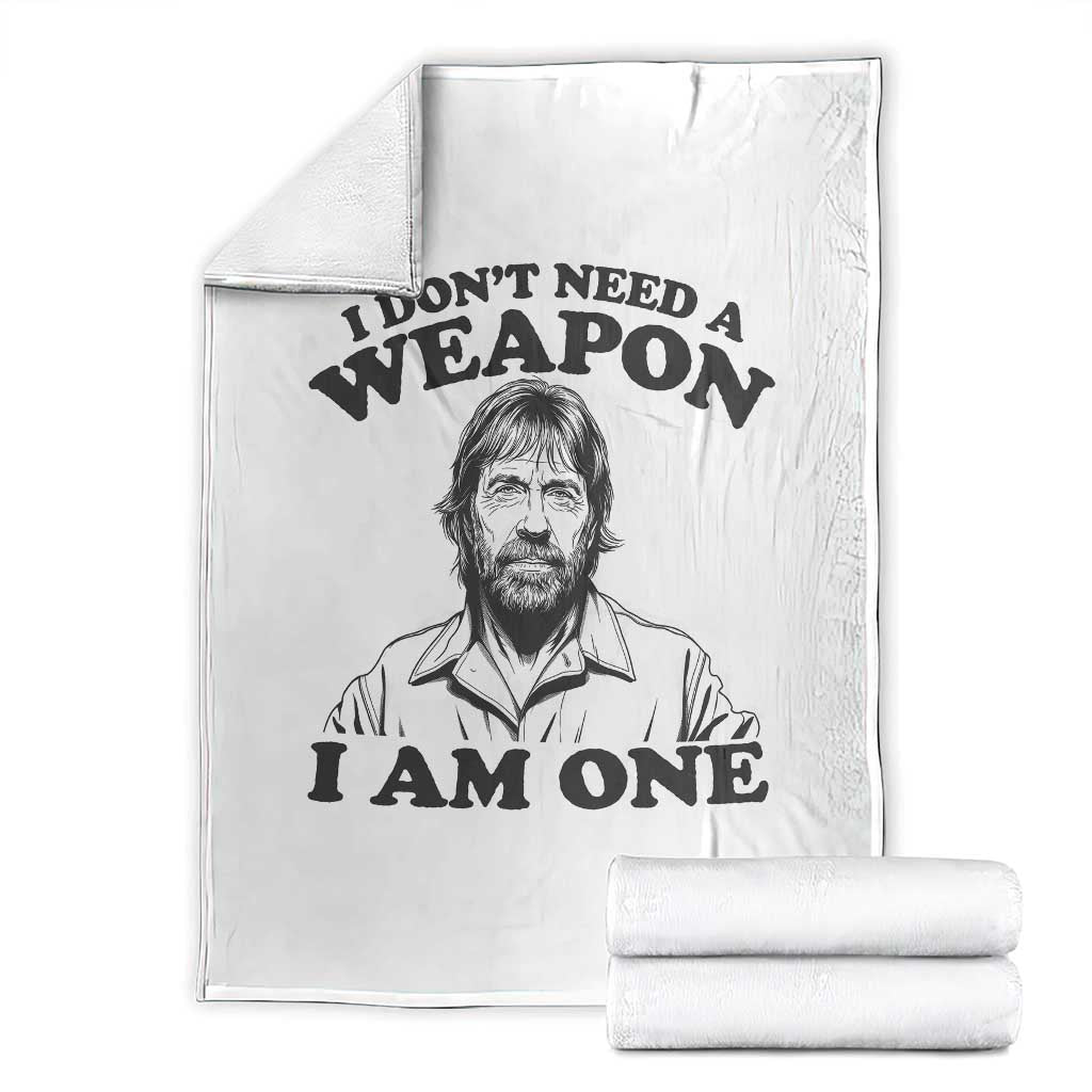 Funny Tough Guy Chuck Meme Throw Blanket I Dont Need a Weapon I Am One Retro Action Legend Parody