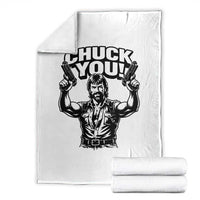 Chuck You Funny Action Legend Throw Blanket Tough Guy Meme Dual Guns Retro Humor for Patriotic Fans