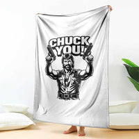 Chuck You Funny Action Legend Throw Blanket Tough Guy Meme Dual Guns Retro Humor for Patriotic Fans