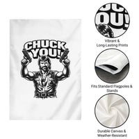 Chuck You Funny Action Legend Garden Flag Tough Guy Meme Dual Guns Retro Humor for Patriotic Fans
