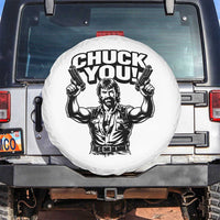 Chuck You Funny Action Legend Spare Tire Cover Tough Guy Meme Dual Guns Retro Humor for Patriotic Fans
